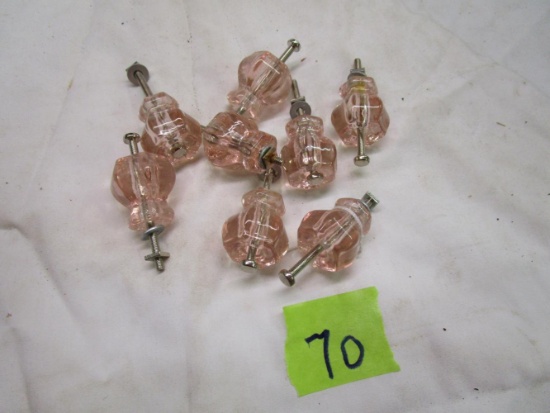 8 Pink Glass Drawers Knobs/Pulls