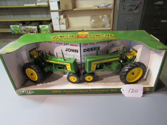 50th anniversary collection set diecast "520" tractor with 3 plow & "" tractor with 4 plow  W/box