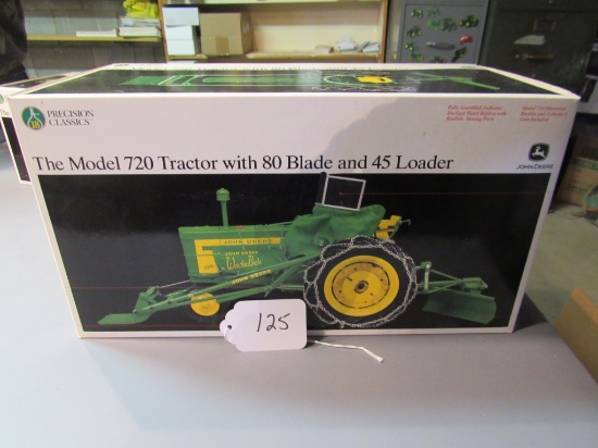 precision diecast JD "720" tractor & 80 blade & 45 loader  W/box