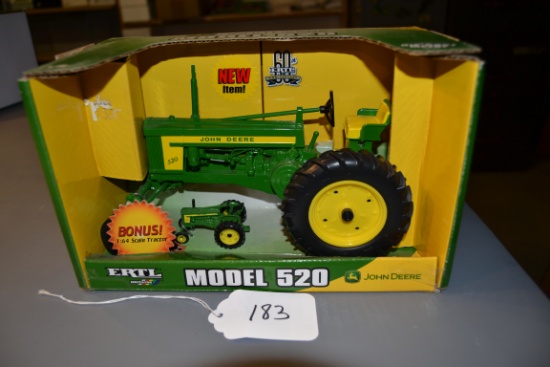 diecast JD 60th anniversary "520" tractor + 1:64 scale "520" tractor  W/box