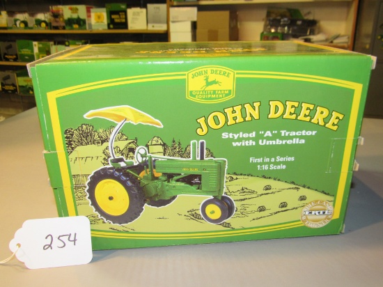 diecast JD "A" tractor & umbrella W/box