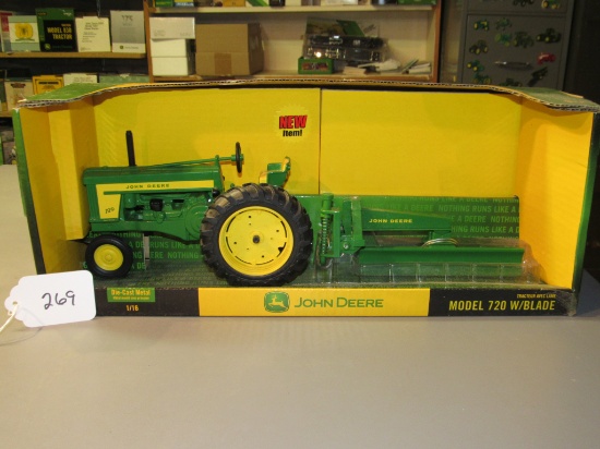 diecast JD "720" tractor with blade  W/box