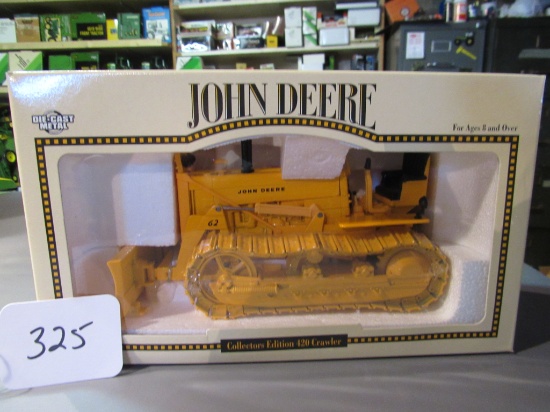 diecast JD yellow "420" crawler & loader with steel tracks   W/box