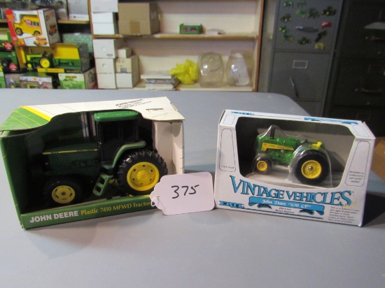 plastic JD "7410" tractor & diecast JD "630 LP" tractor W/box