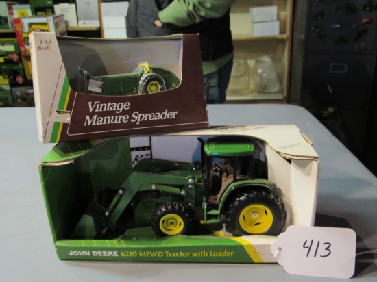 diecast JD manure spreader & "6200" tractor with loader  W/box