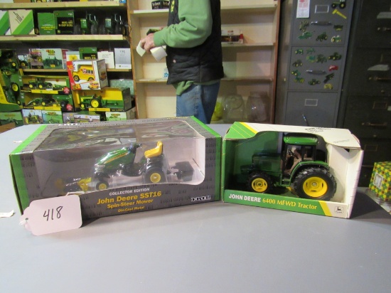 diecast JD "SST16 spin-steer mower & "6400" tractor W/box