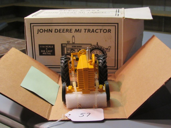 diecast JD collector edition yellow "MI" tractor W/ box