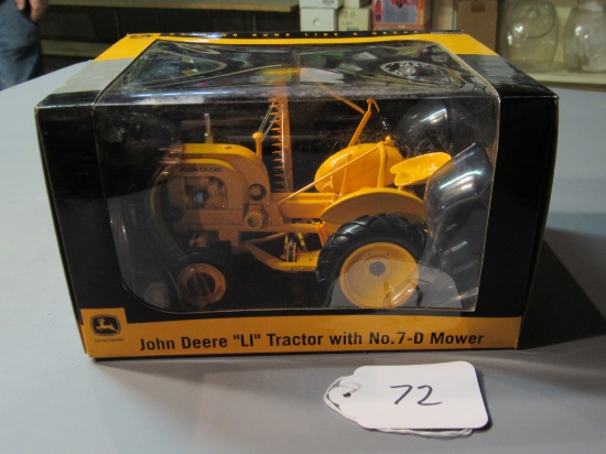 diecast JD orange "LI" tractor & 7-D mower  W/box