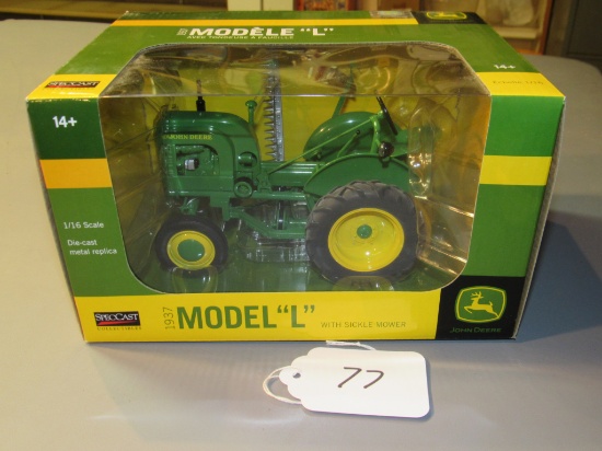 diecast JD 1937 "L" tractor & sickle mower  W/box