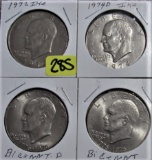 1972-D, 1974-D (2) Bicentennial Ike Dollars