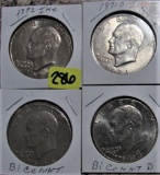 1972, 1971-D, (2) Bicentennial Ike Dollars