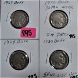 1927, 26, 28, 30 Buffalo Nickels