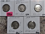 1920, (2) 26, 29, 30 Buffalo Nickels
