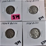 1927, 28, 34-D, 35 Buffalo Nickels