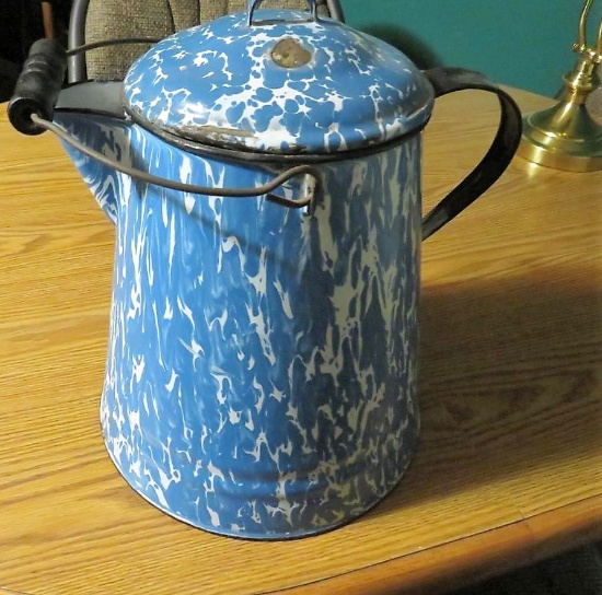 Blue Speckled Enamble Coffee Pot