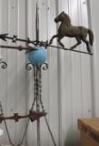 Horse Directional Weather Vane with Blue Lightning Bulb