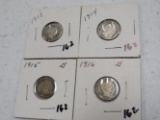 1913,1914,1915,1916 barber dimes