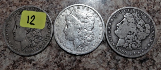 1885, 1889-O, 1900-O Morgan Dollars