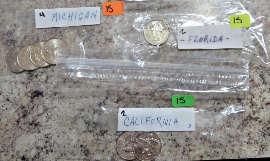 Michigan, Florida, California Quarters