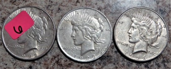 1922, 1923, 1926-S, Peace Dollars