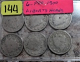 (6) Pre 1900 V Nickels