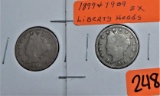 1899, 1909 V Nickels