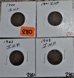 1900, 01, 02, 03 Indian Head Cents