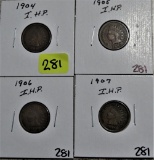 1904, 05, 06, 07 Indian Head Cents