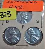 (3) Steel WW2 Zinc Cents