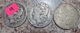 1883-S, 1899-O, 1921 Morgan Dollars