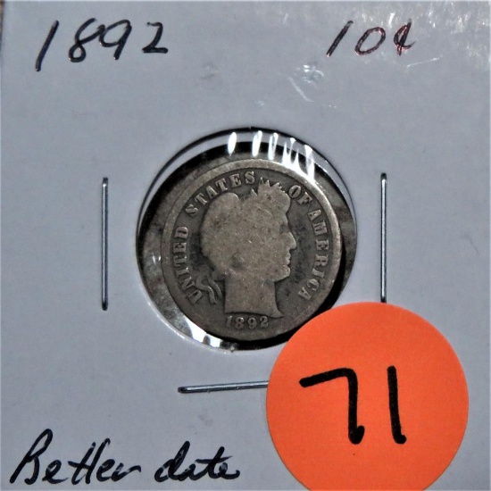 1892 Barber Dime
