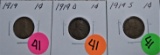 1919 P,D,S Lincoln Cents