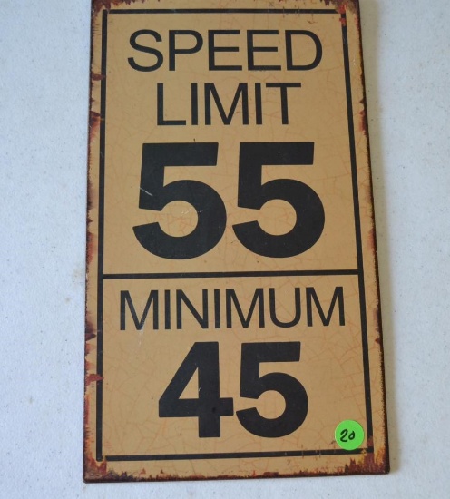 Metal speed limit sign (55 minimum 45)