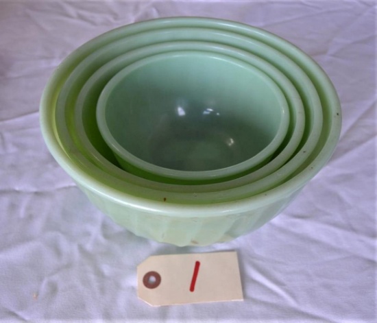 4 - Jadeite swirl nesting bowls