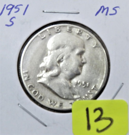 1951-S Franklin Half Dollar