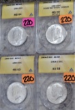 (4) 1964 Silver Kennedy Halves