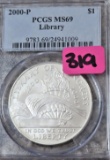 2000-P Library Silver Dollar