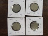 1900,1907,1911,1912 V Nickels