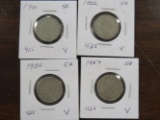 1901,1902,1904,1907 V Nickels