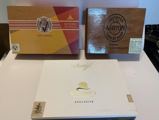 3 Wooden Cigar Boxes