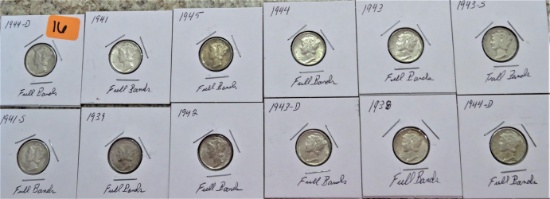 12 Mercury Dimes and Full Bands