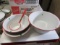 4 Piece Enamel 3 Bowls and 1 Ladle (red)