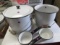 5 Piece Enamel Set 2 Large Pots, 1 Lid, 2 Ladles (Black)