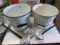 5 Piece Enamel 2 Buckets, 2 Ladles, and Soap Dish