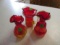 3 Piece Set of Red Decorative Glass