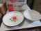 2 pieces enamel large bowl and tray with flower design (black)