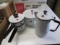 3 enamel pieces pot with lid, double boiler and coffee pot (black)