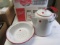 2 enamel pieces coffee pot and strainer (red)