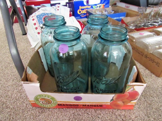 Box of 4 Blue Ball Jars