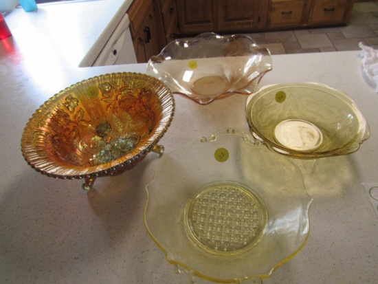 4 Amber Colored Serving Bowls